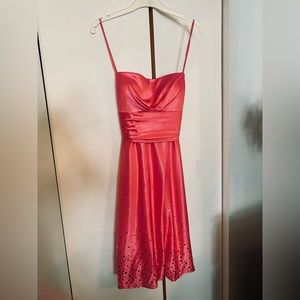 Satin pink prom dress